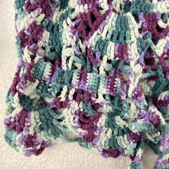 Handmade Crochet Sweater Top Women S Multicolor Boho Festival‎ Hippie Fairycore - Picture 7 of 13